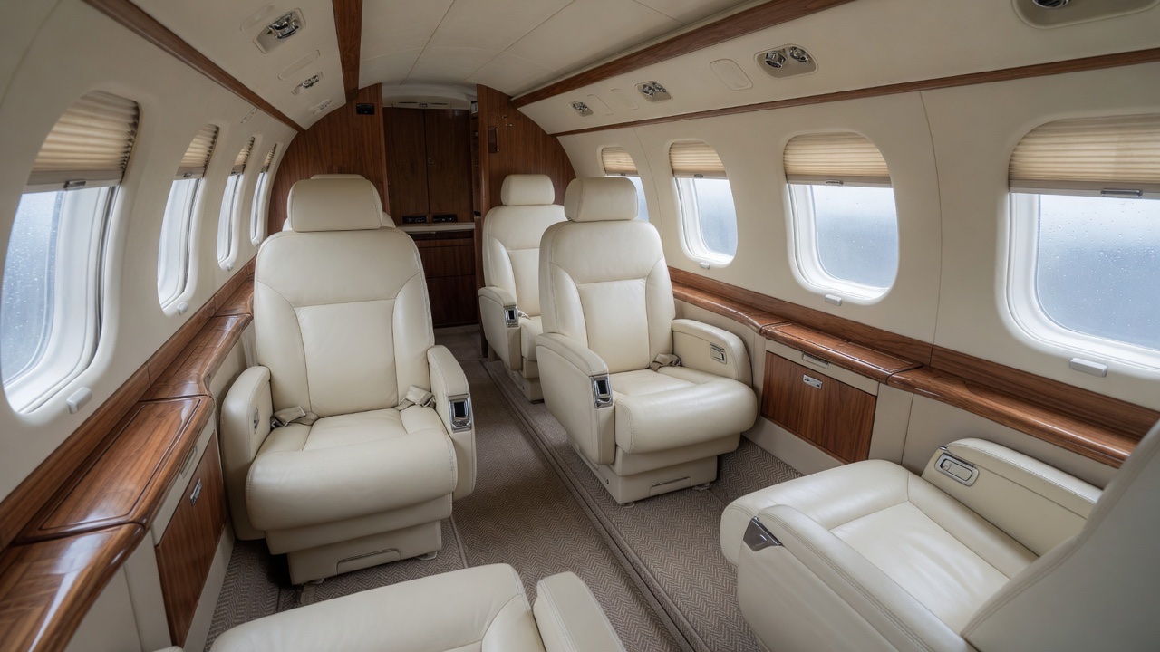 Turboprop charter aircraft interior